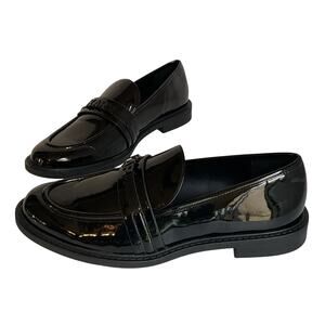 Karl Lagerfeld Black Patent Loafers Women’s Size 9 Classic Slip On Shoes